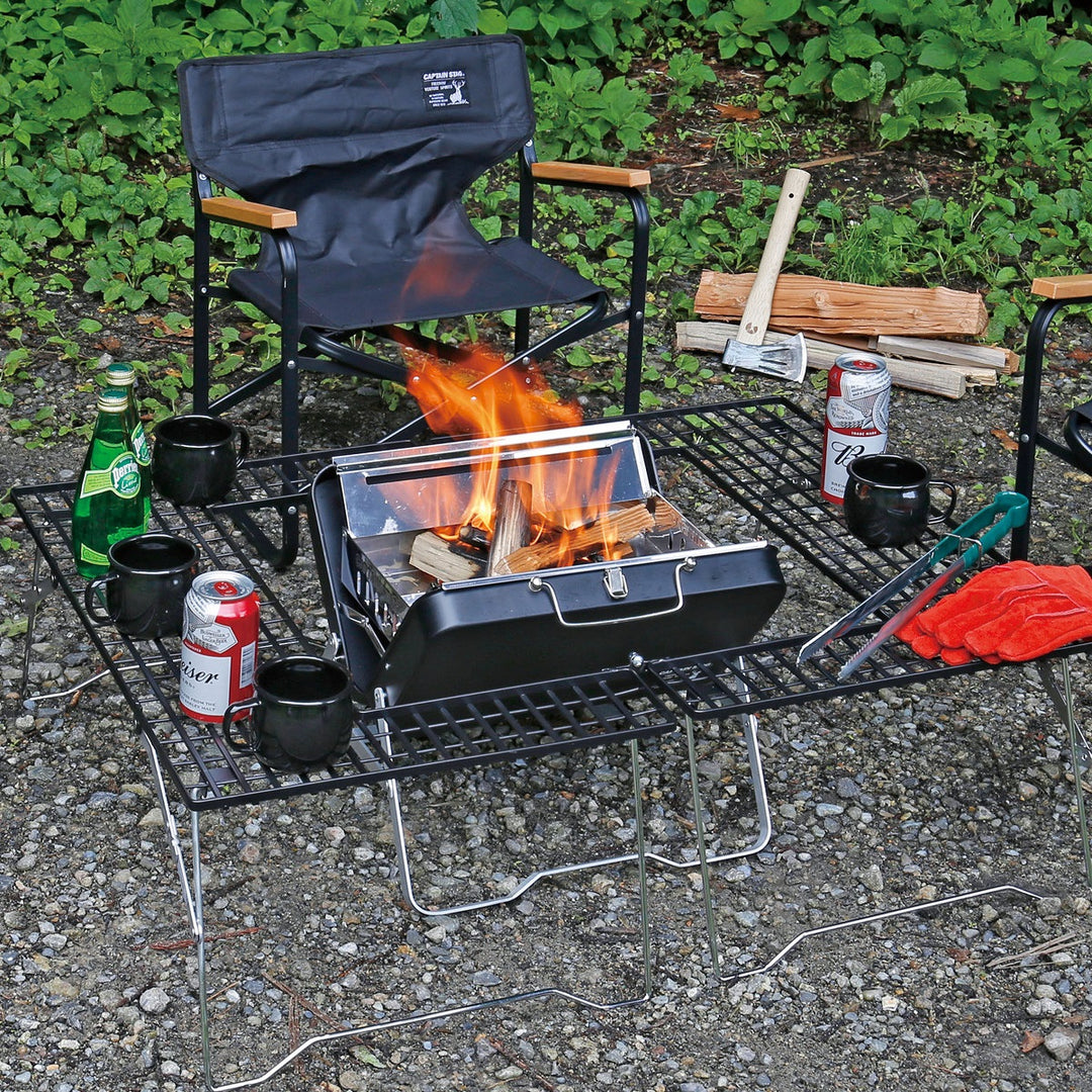テント・タープ CAPTAIN STAG Fire and Grill Table Set Captain Stag - Tabletop BBQ Grill V Type Black (Large