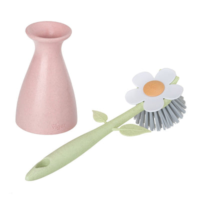 Vigar - Florganic Dish Brush with Vase - Pink