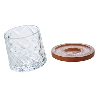 ETCHED - WHISKY GLASSES WITH COASTERS SET OF 2