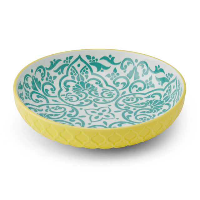 Mikasa Coupe Pasta Dinner Bowl 21cm Yellow Blue Geometric