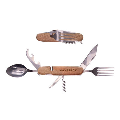 Maverick - Folding Cutlery Set Natural & Stainless Steel