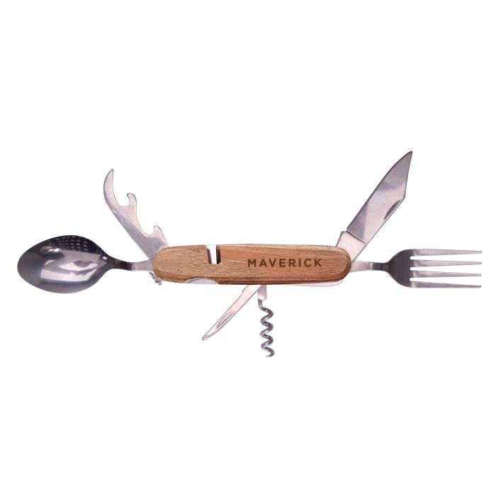 Maverick - Folding Cutlery Set Natural & Stainless Steel