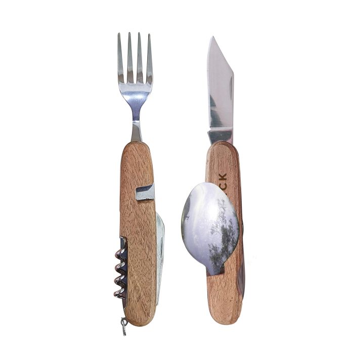 Maverick - Folding Cutlery Set Natural & Stainless Steel