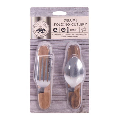 Maverick - Folding Cutlery Set Natural & Stainless Steel