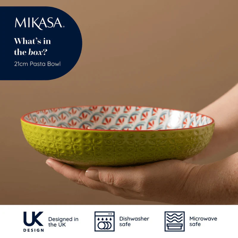 Mikasa Coupe Pasta Dinner Bowl 21cm Geometric Line