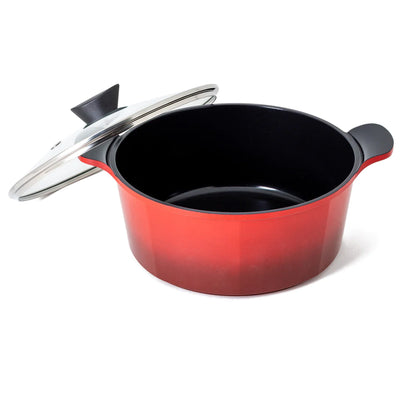 Neoflam Venn 28cm Casserole7.00L Red  Induction with Glass Lid