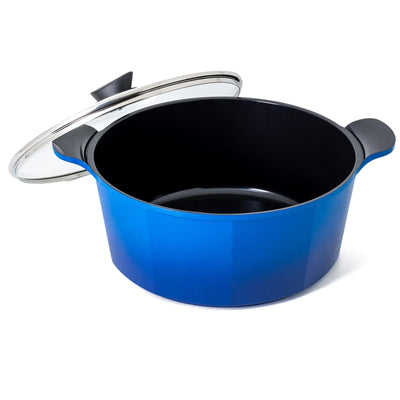 Neoflam Venn 32cm Casserole 9.60L Blue Induction with Glass Lid
