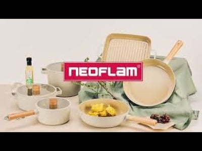 Neoflam Fika 22cm Deep Casserole Induction 4.65L with silicone Rim Glass Lid