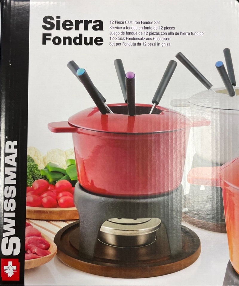 SWISSMAR - Fondue Sierra 11 Piece Cast Iron Fondue Set - Red