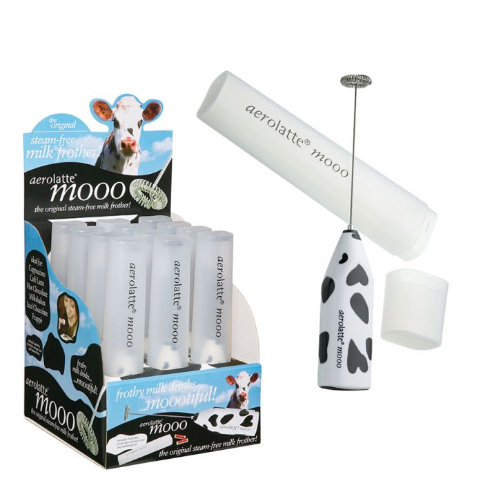 Aerolatte - "MOOO" Milk Frother w/ Case - Cow Print