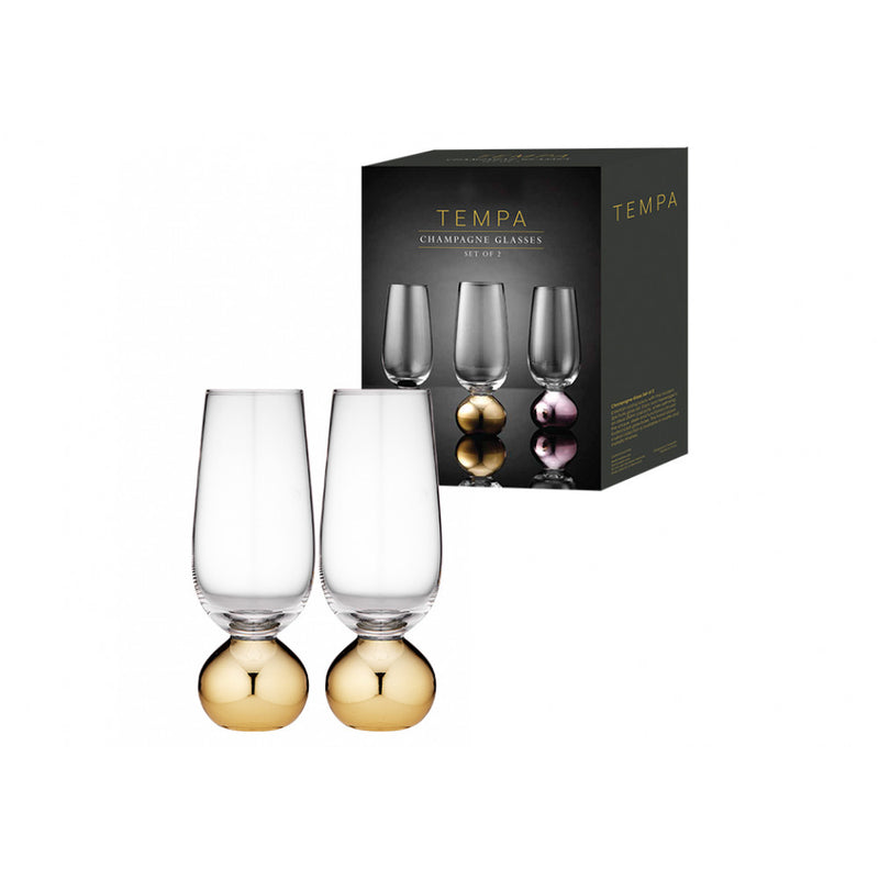 Tempa Astrid - Gold 2pk Champagne Glass