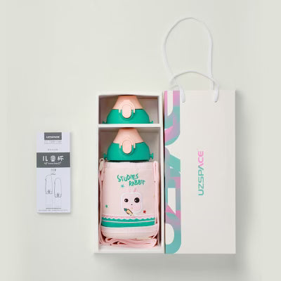 Motivational kids Water Bottle 480ml with Exquisite embroidery sleeve